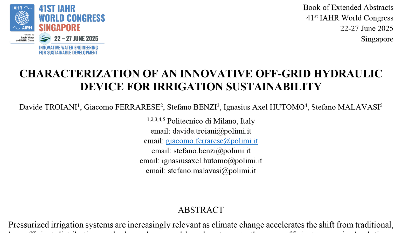 Characterization-of-an-Innovative-Off-Grid-Hydraulic-Device-for-Irrigation-Sustainability - A collaboration in the ERASMUS Project with Harmoni